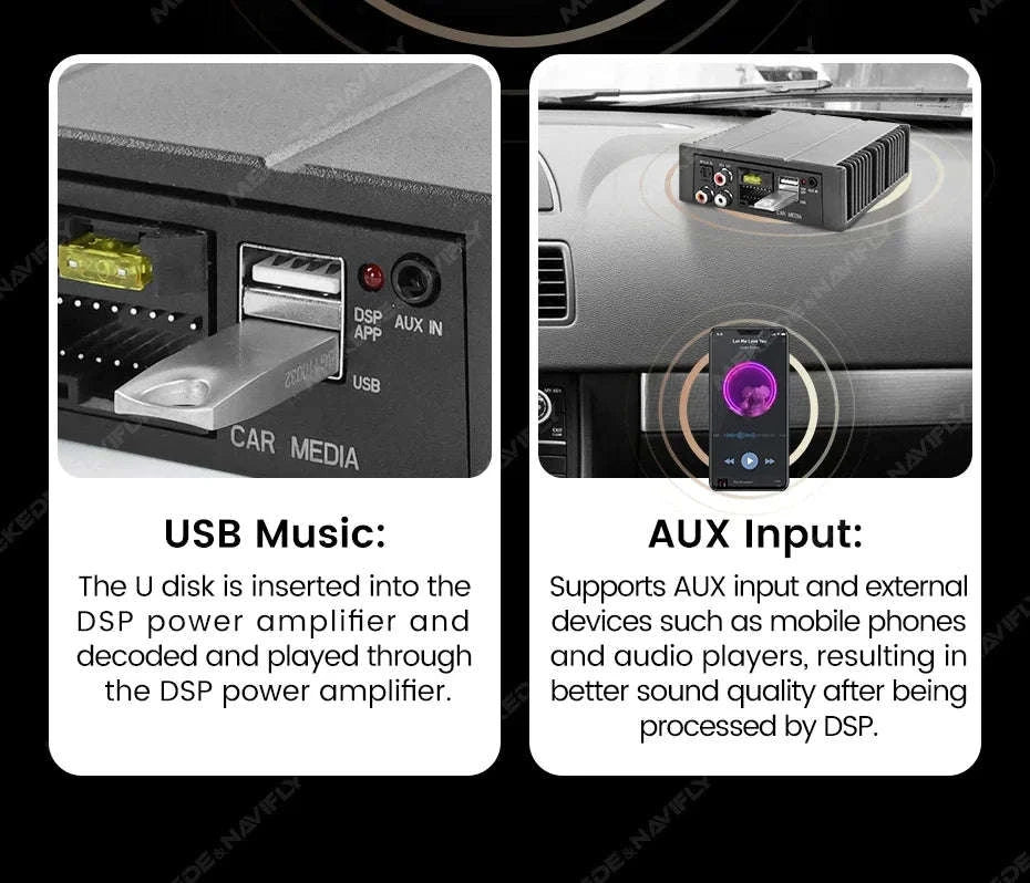 Android Radio DSP Audio Processor 4*80W Amplify Automotive Sound Modules Electronics Stereo Amplifer APP Automobiles Car Parts-Default Title