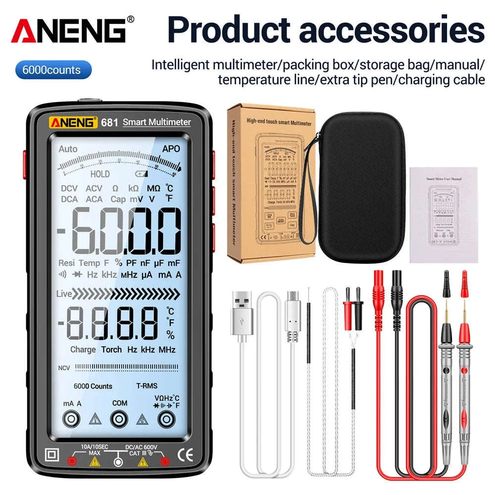 ANENG 681 Rechargeable Digital Multimeter-681 Black Pro