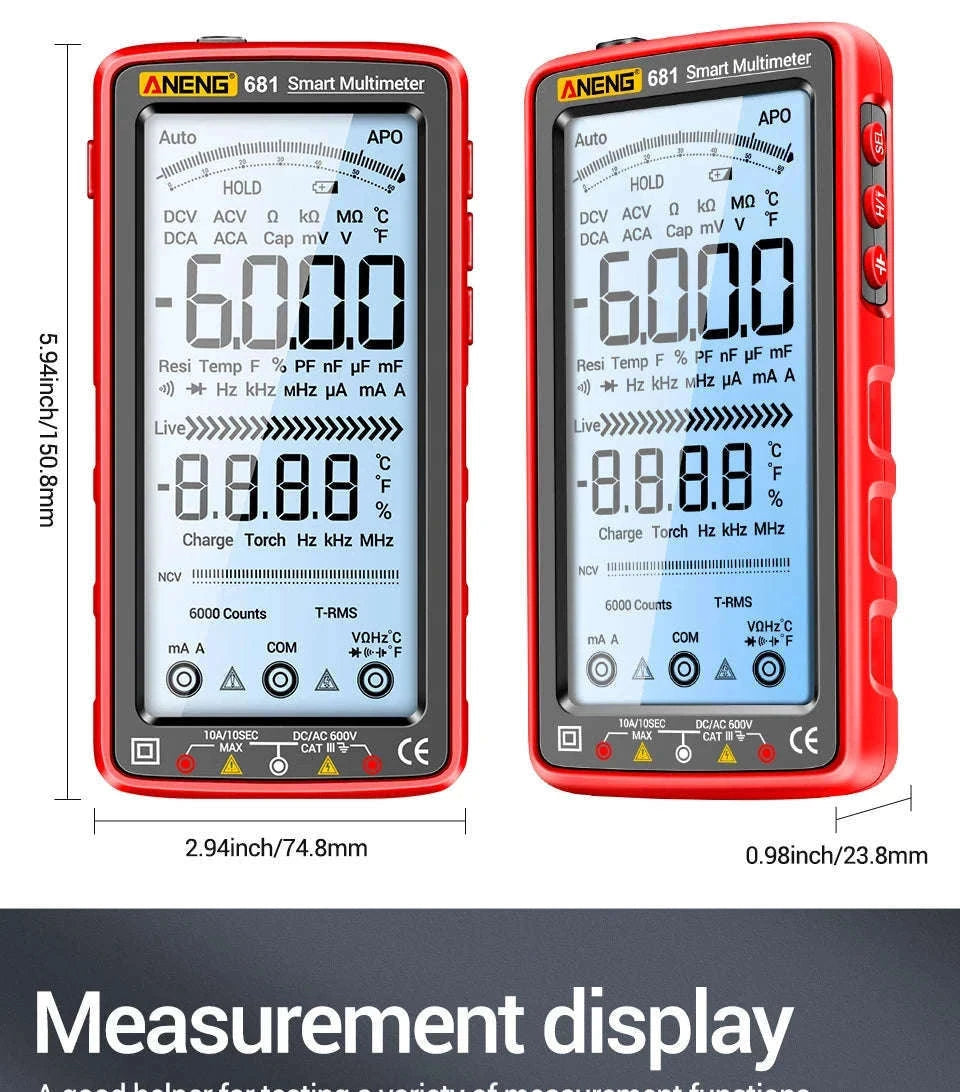 ANENG 681 Rechargeable True RMS Digital Multimeter-681 Black Pro