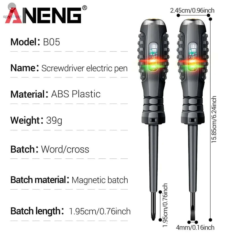 ANENG B05 Electrician Tester Pen – Voltage Checker with LED and Dual Screwdriver Bits-B05 cross