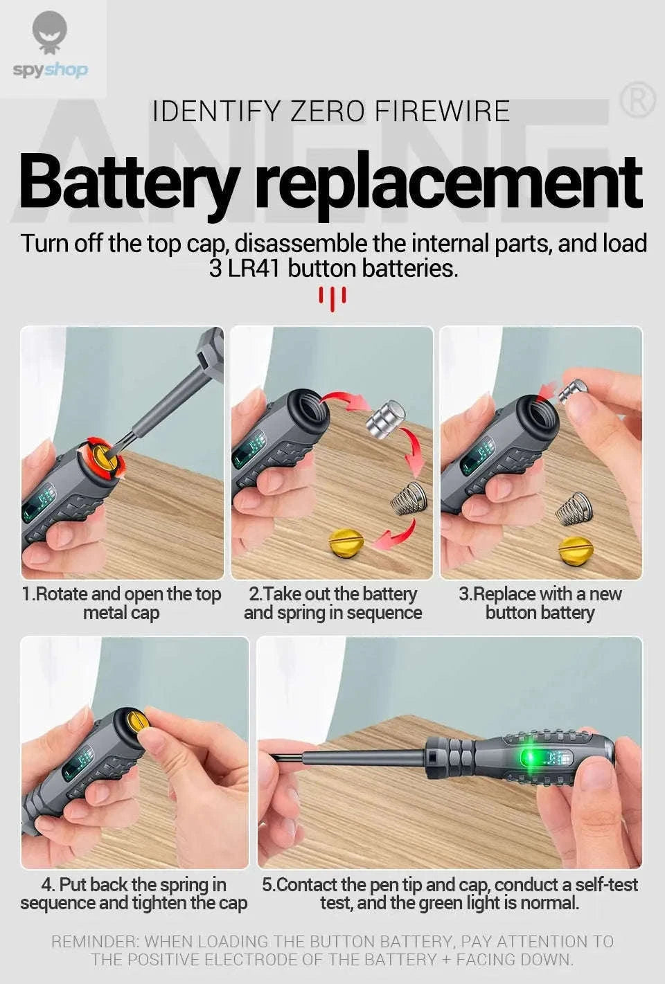 ANENG B05 Electrician Tester Pen with LED and Bits-B05 cross