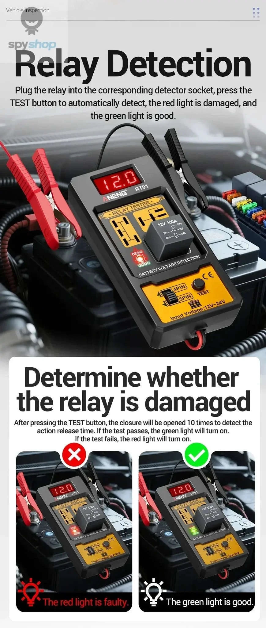 ANENG RT01 Car Relay Tester-RT01 Relay Detector / CHINA