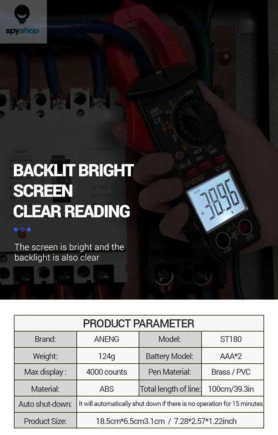 ANENG ST180 Digital Clamp Meter for Fast Electrical Testing-ST180 black