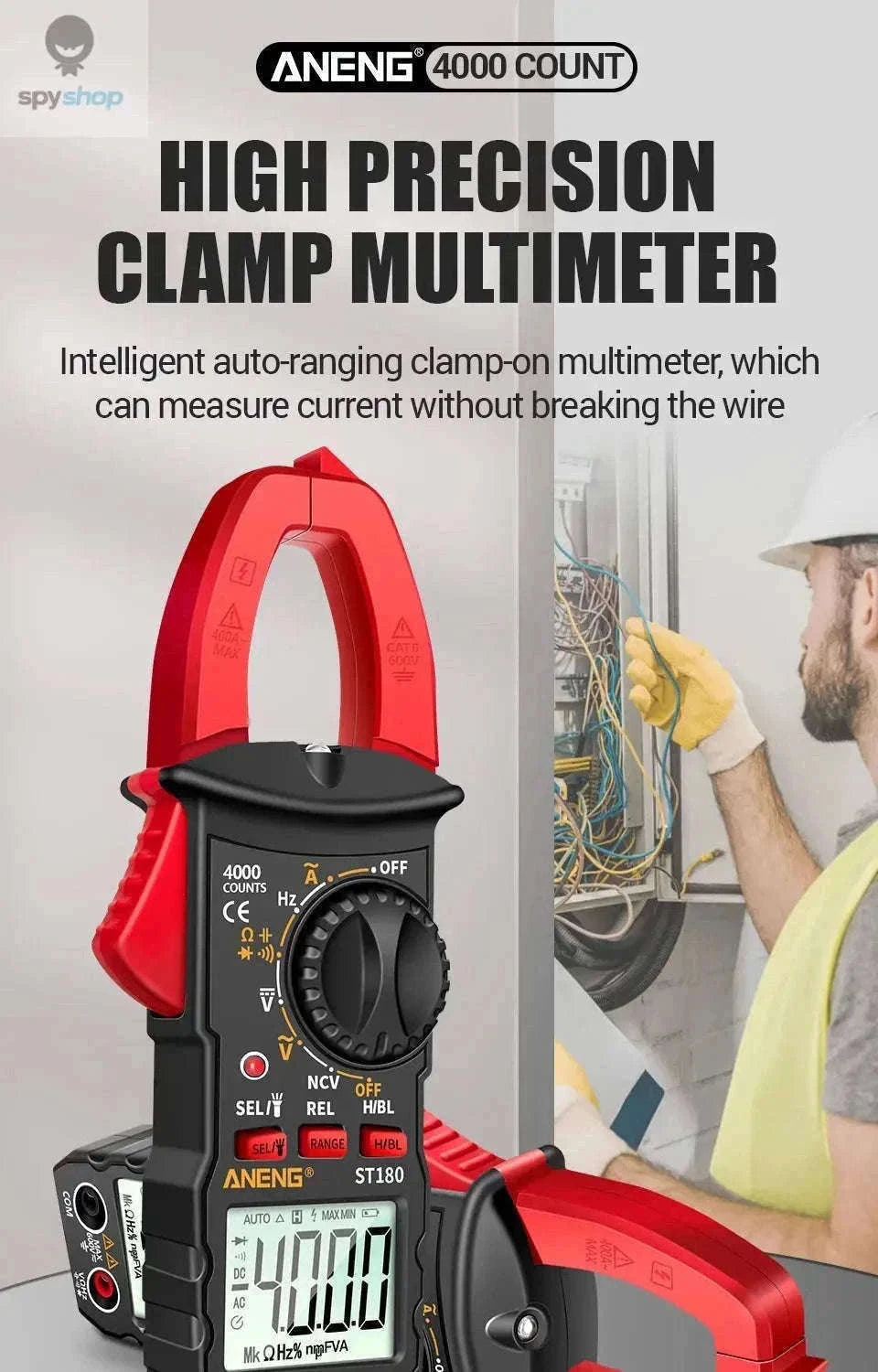 ANENG ST180 Digital Clamp Meter for Fast Electrical Testing-ST180 black