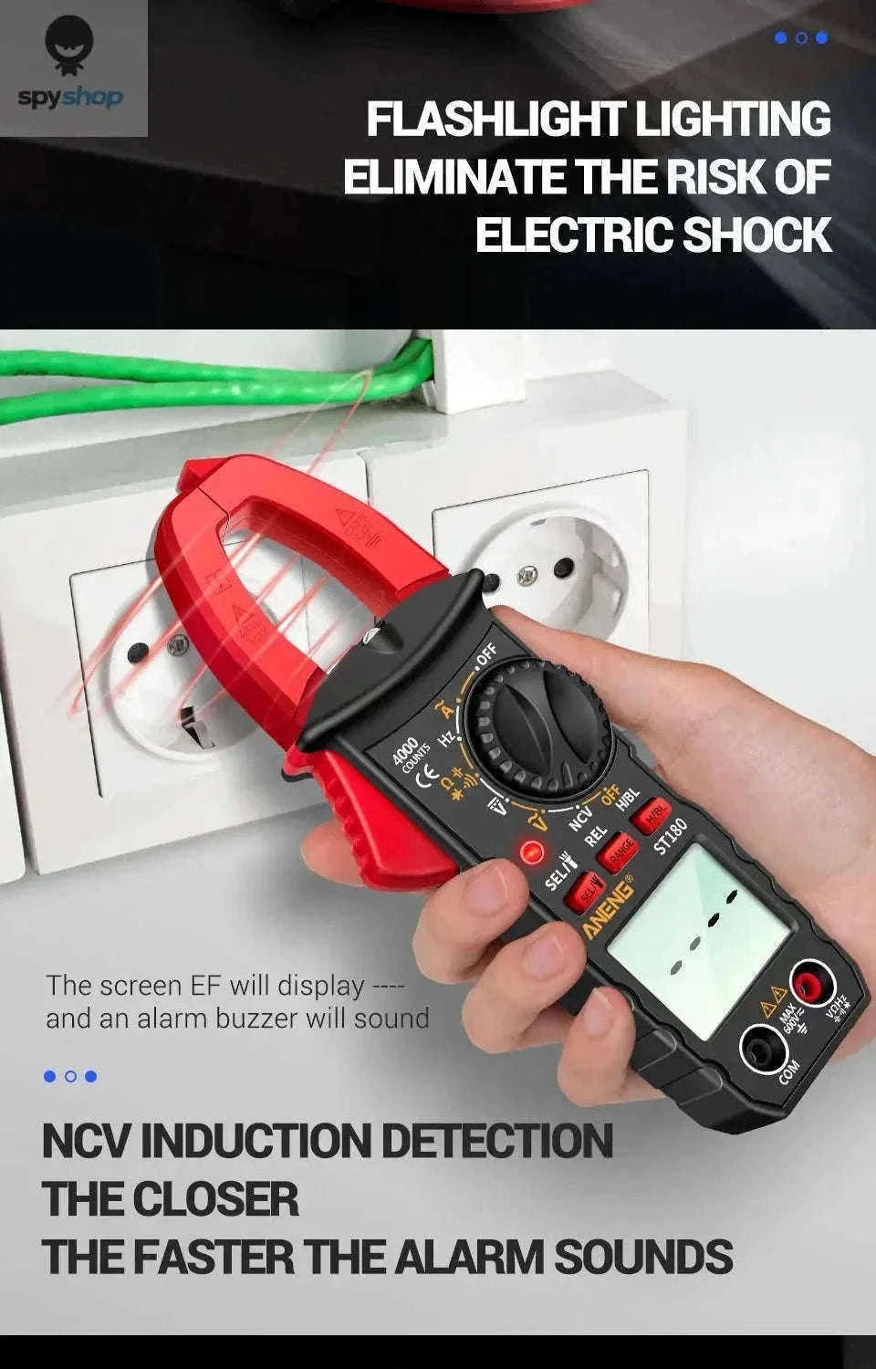 ANENG ST180 Digital Clamp Meter for Fast Electrical Testing-ST180 black