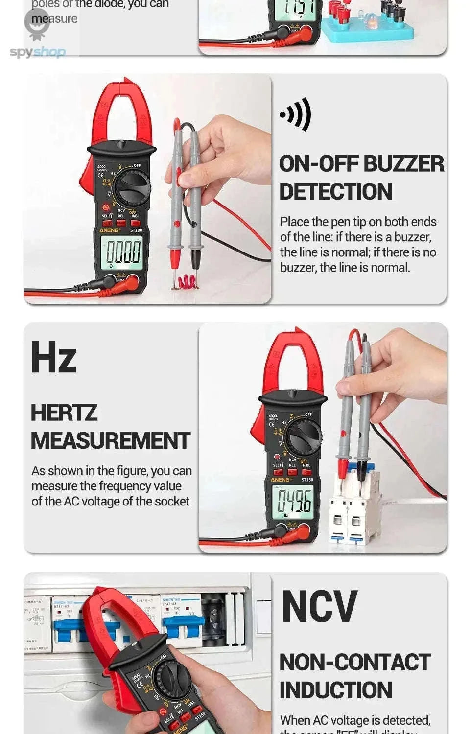 ANENG ST180 Digital Clamp Meter for Fast Electrical Testing-ST180 black
