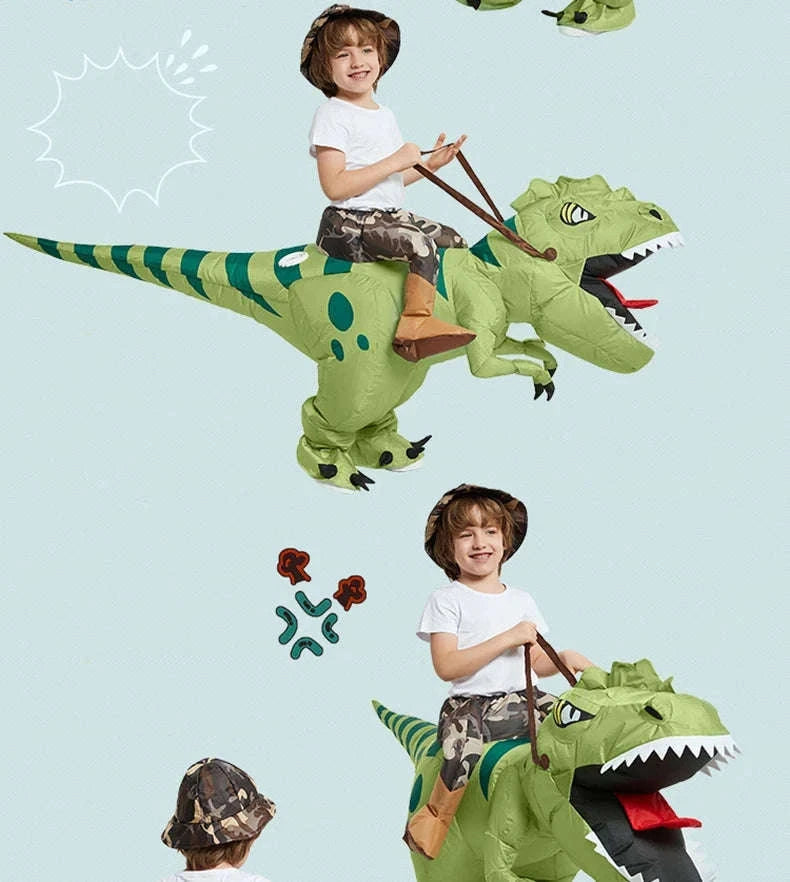 Animal Cartoon Riding T-Rex Inflatable Dinosaur Costume-Fit Height 120-145cm / One Size / China Mainland