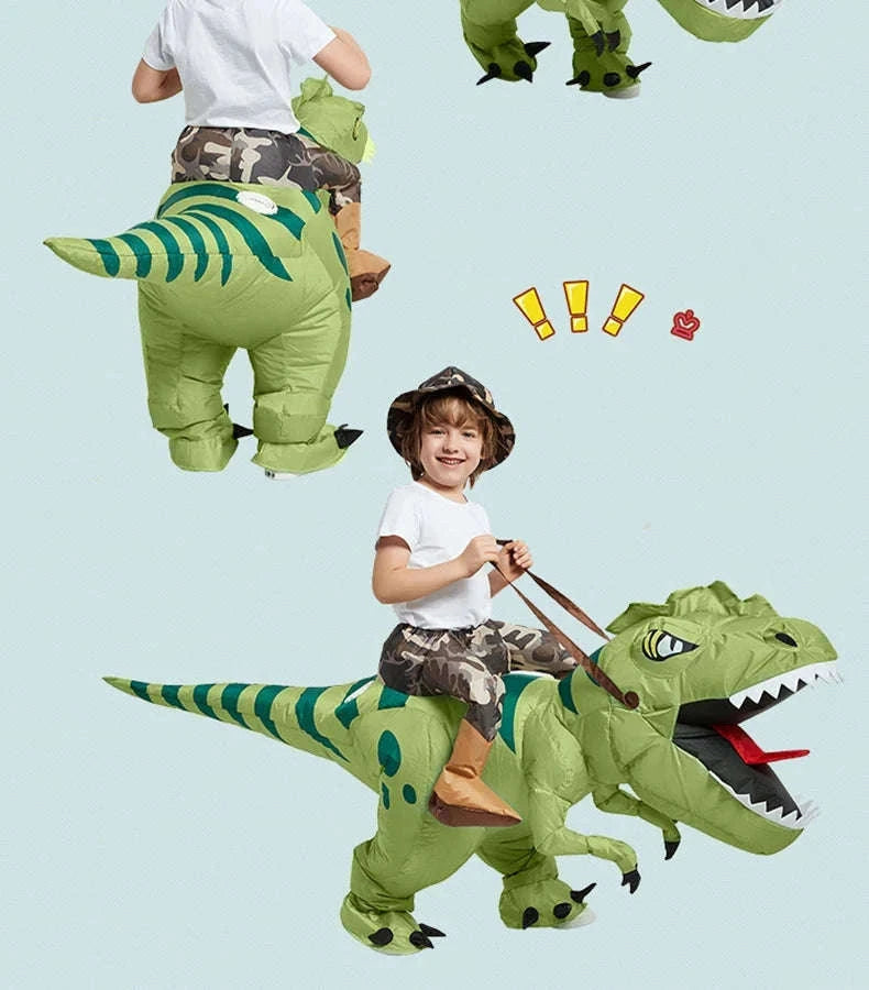 Animal Cartoon Riding T-Rex Inflatable Dinosaur Costume-Fit Height 120-145cm / One Size / China Mainland