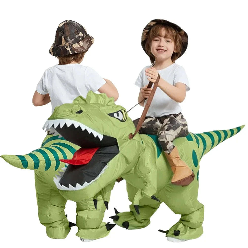 Animal Cartoon Riding T‑Rex Inflatable Dinosaur Costume for Kids and Adults-Fit Height 120-145cm / One Size / China Mainland