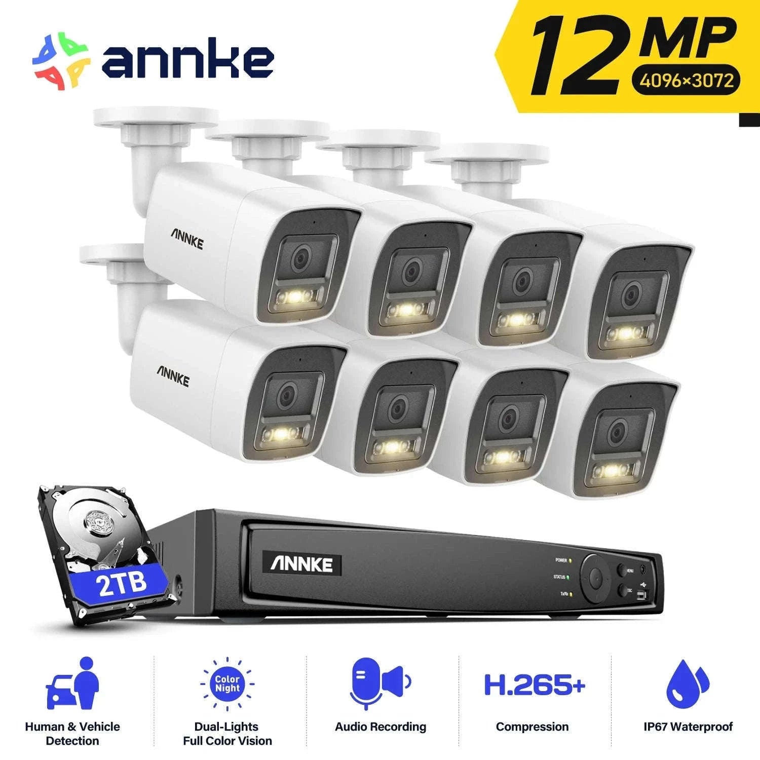ANNKE 12MP 8-Channel PoE Security Camera System with Night Vision-spain / None