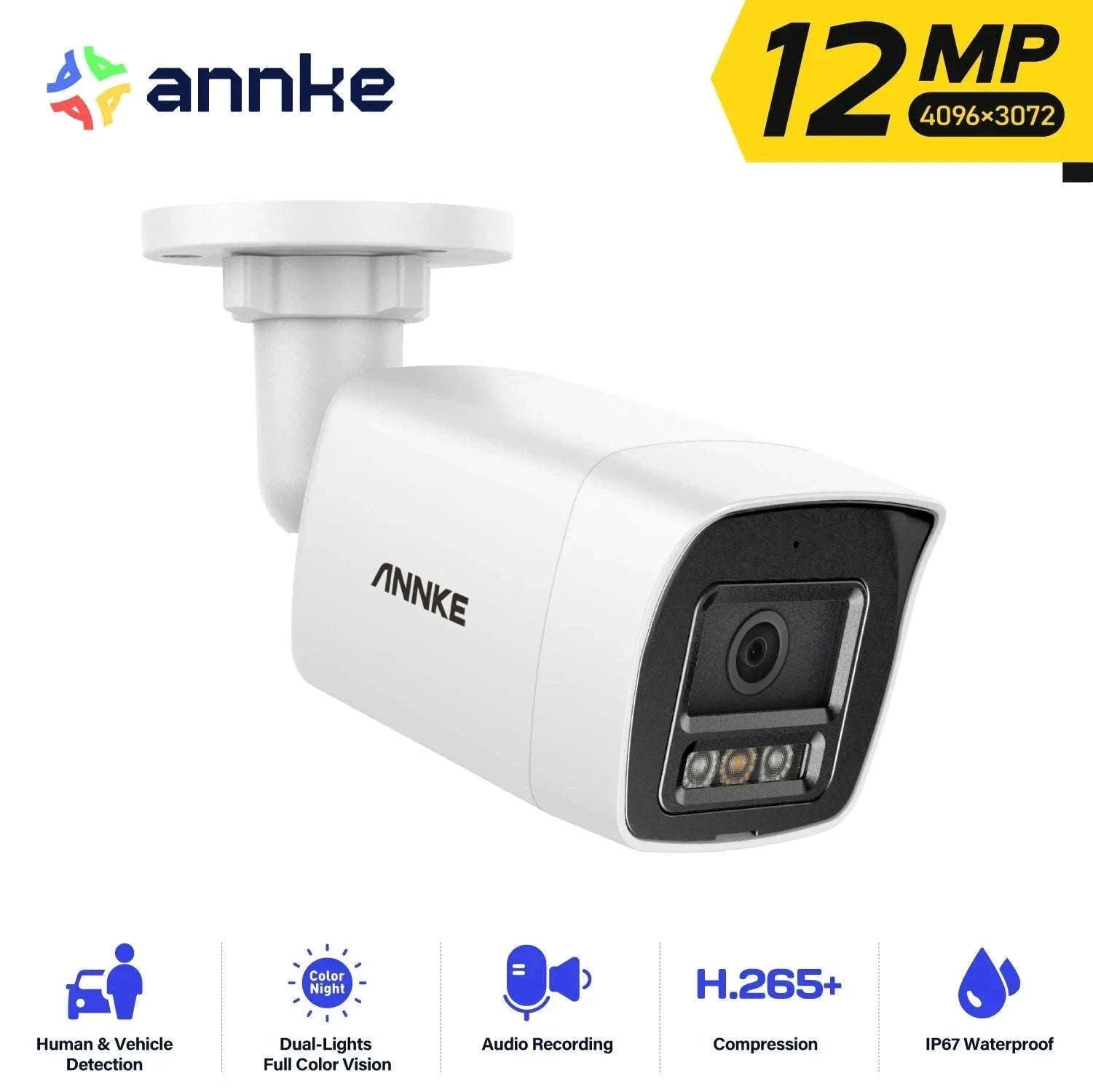 ANNKE 12MP Outdoor PoE Security Camera with Smart Dual Light-2pcs Dome / Australia