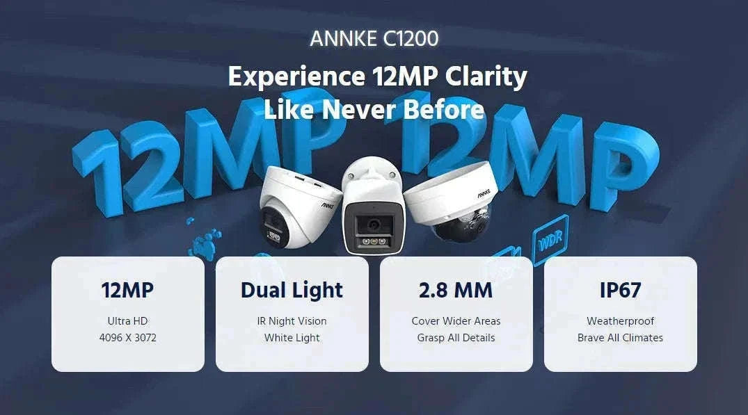 ANNKE 12MP Outdoor PoE Security Camera with Smart Dual Light-2pcs Dome / Australia