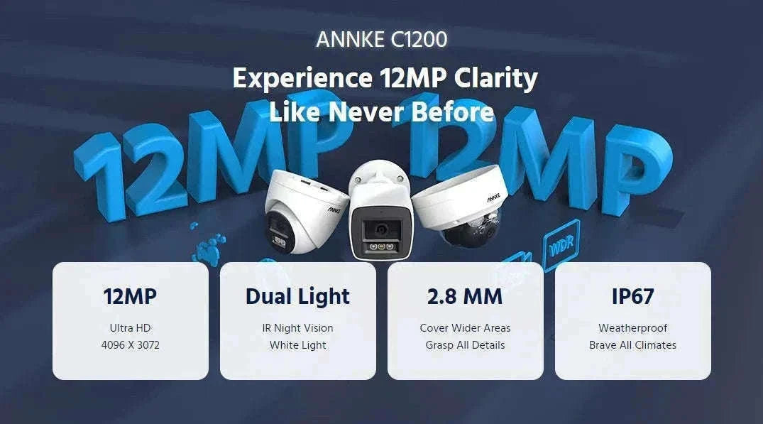 ANNKE 12MP Outdoor PoE Security Camera with Smart Dual Light-2pcs Dome / Australia