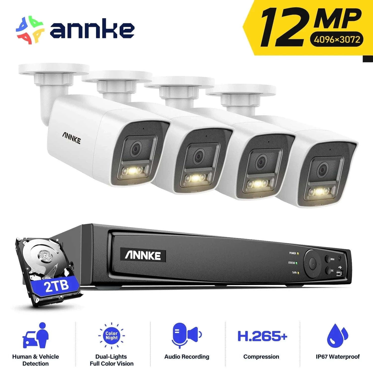 ANNKE 12MP PoE Security Camera System with 8CH NVR-8CH With 4pcs cam / CZECH REPUBLIC / None