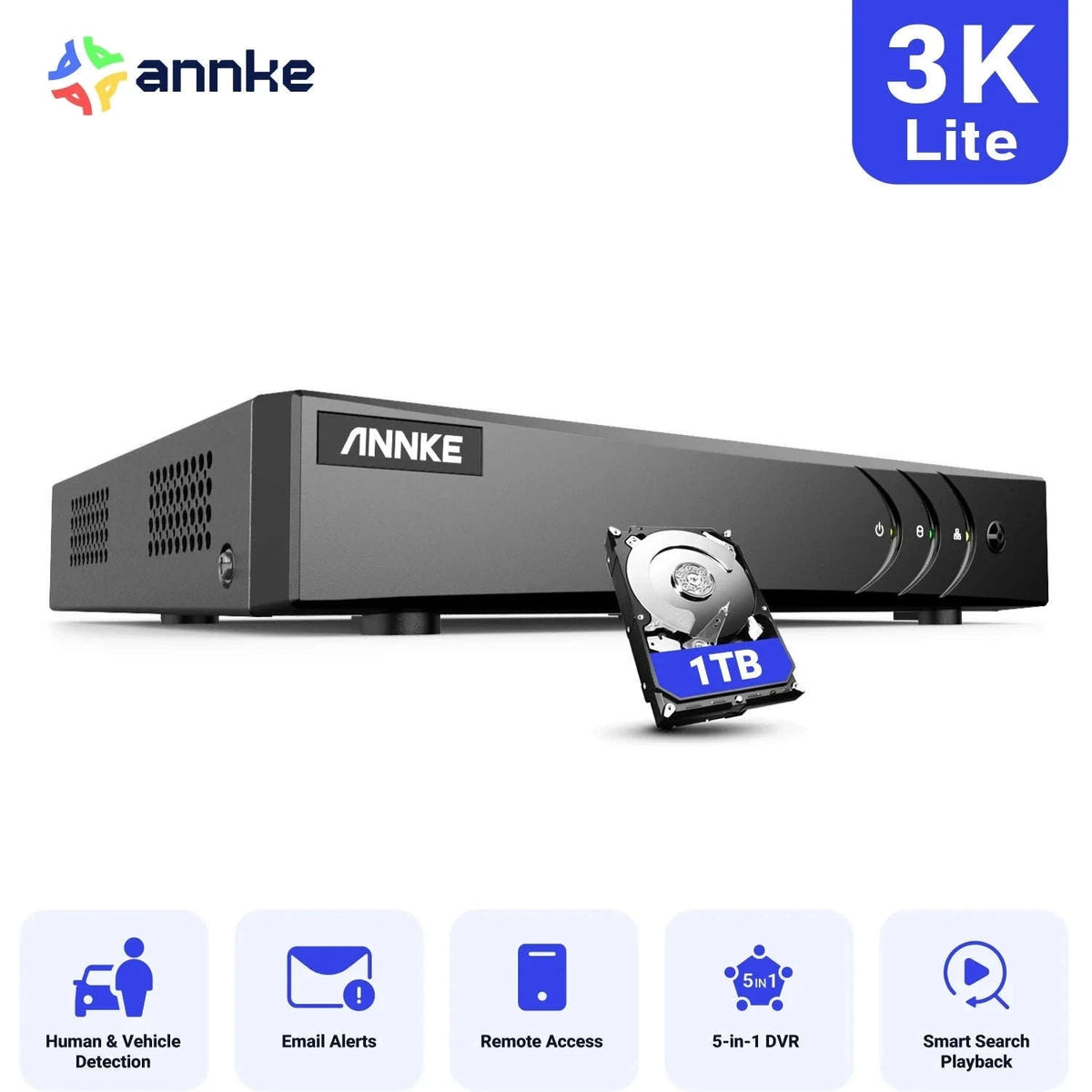 ANNKE 3K 5MP Lite 8CH DVR for HD CCTV Camera Systems-1T / spain