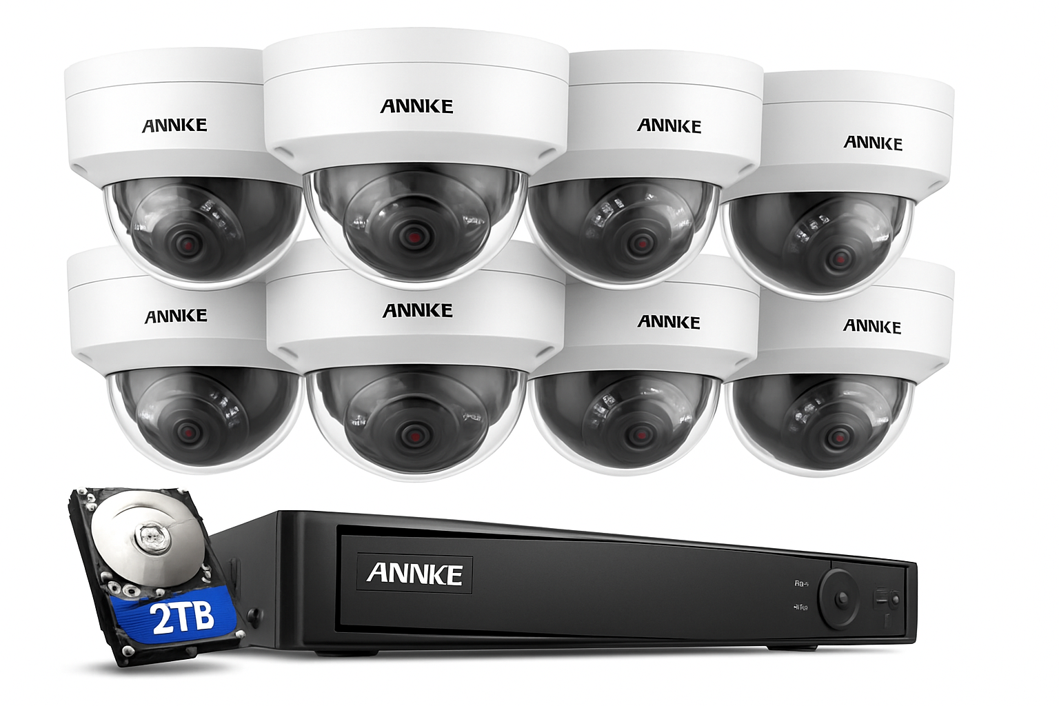 نظام كاميرات أمان ANNKE 4K PoE مع مسجل فيديو رقمي وشاشة صوتية
