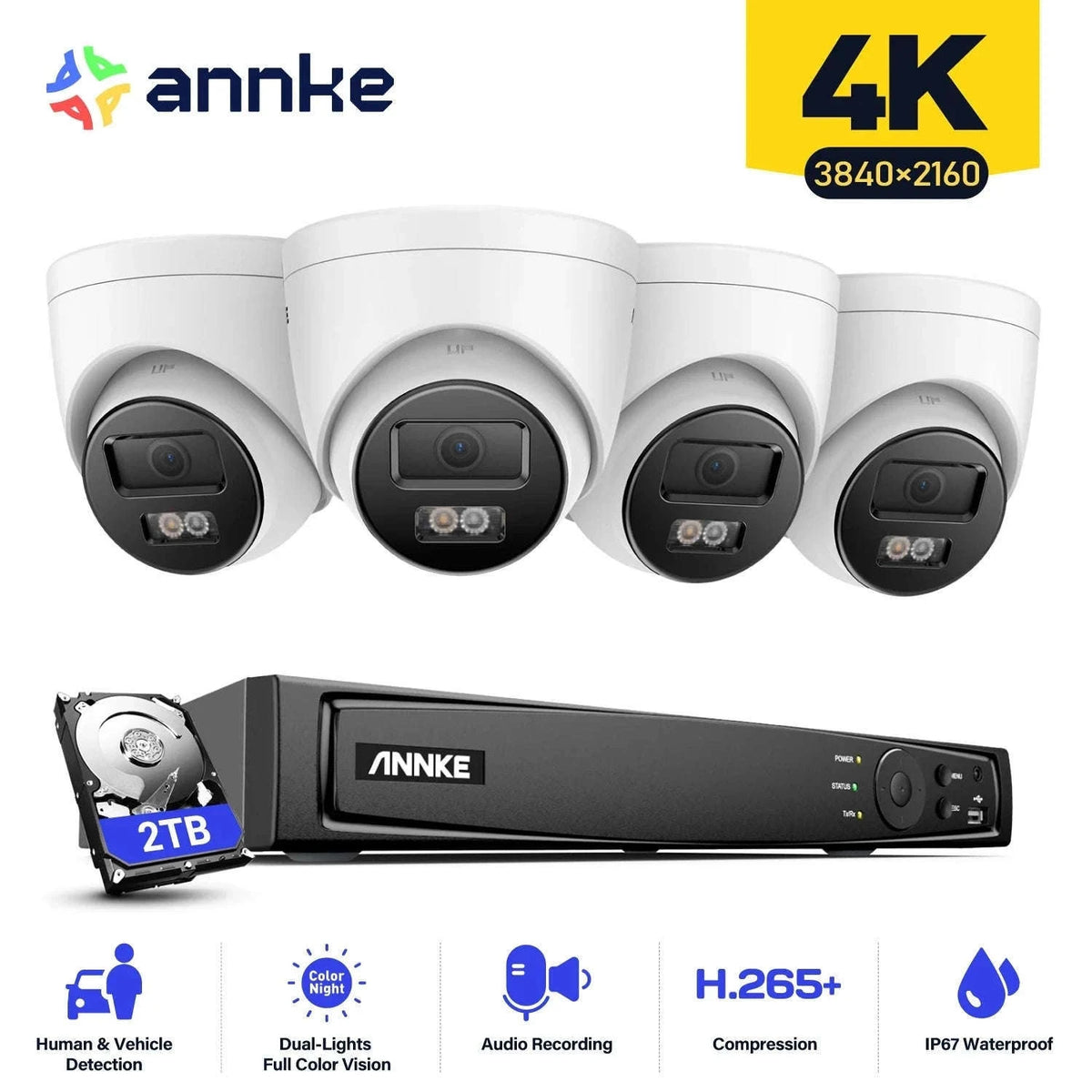 ANNKE 4K 8MP PoE Security Camera Kit with 8CH NVR-United States / 1T