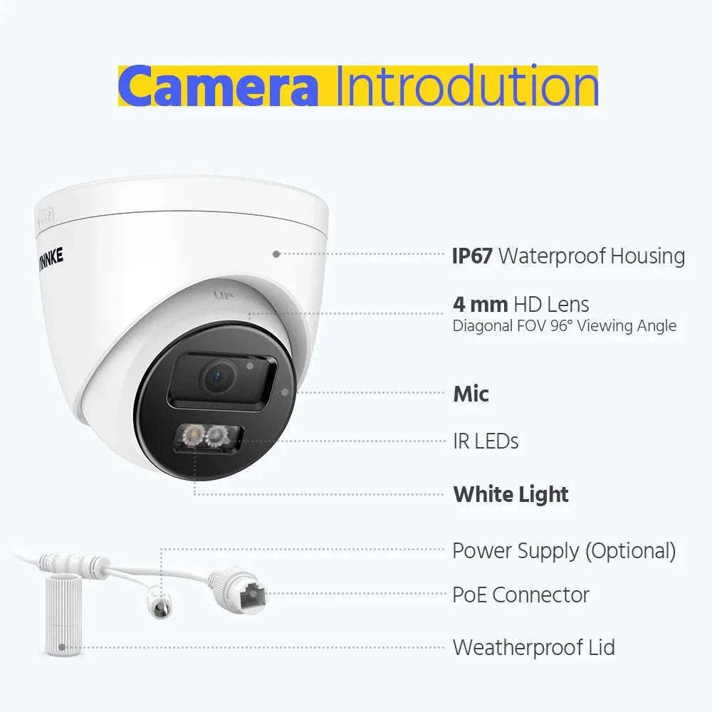 ANNKE 4K 8MP PoE Security Camera Kit with 8CH NVR-United States / 1T