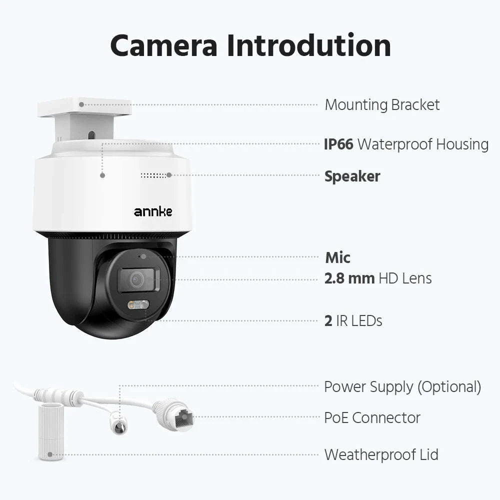 ANNKE 4K PoE PT Security Camera with Color Night Vision-CZECH REPUBLIC
