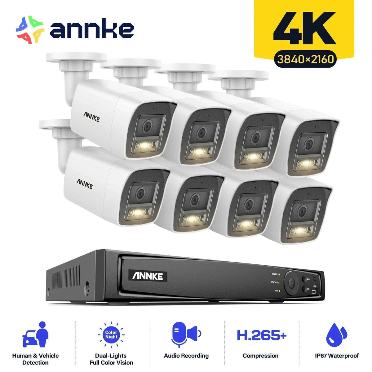 ANNKE 4K PoE Security Camera System with 8CH NVR-I91DD / United Kingdom / 4T