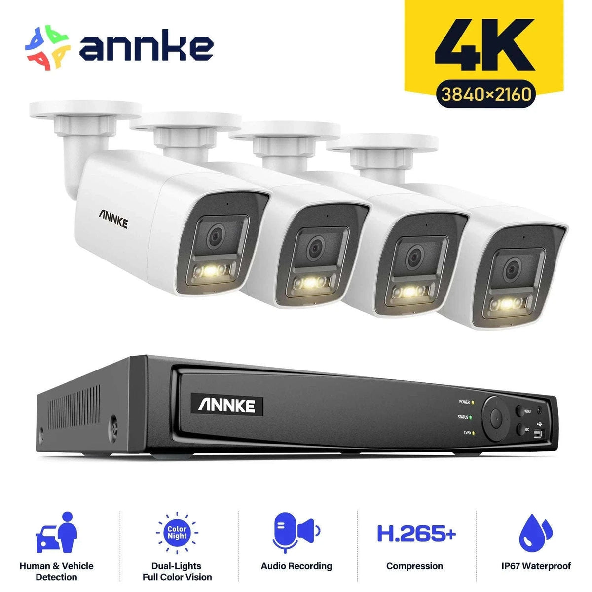 ANNKE 4K PoE Security Camera System with 8CH NVR-I91DD / United Kingdom / 4T