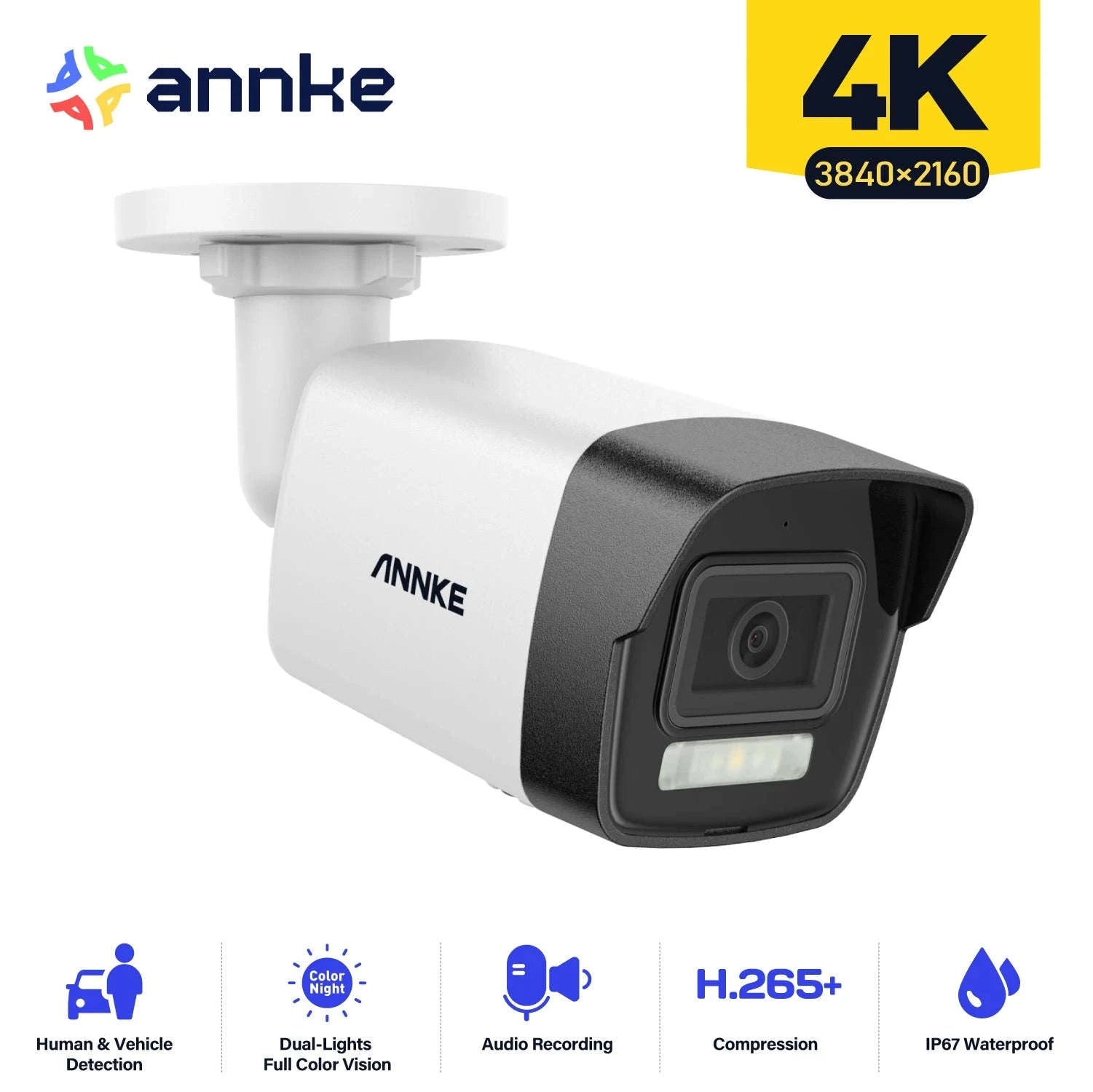 ANNKE 4K Smart Dual Light Bullet Security Camera, 8MP-1PC I91DM / United Kingdom