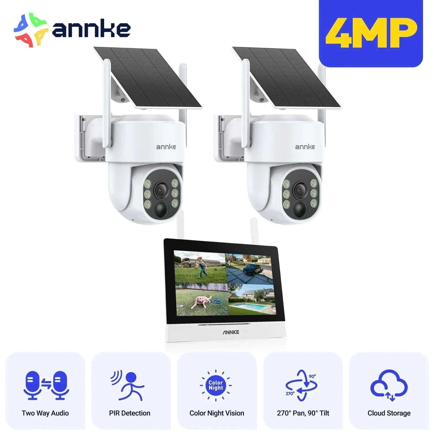 ANNKE 4MP Wireless CCTV Security System with 7" Monitor-spain