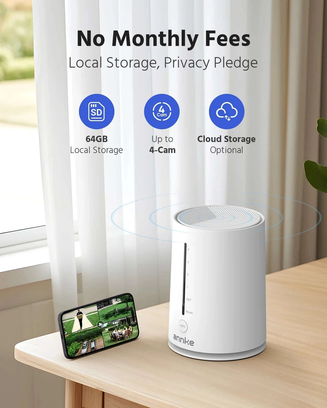 ANNKE 4MP Wireless Security Camera System with Solar Power-No SD Card / United States