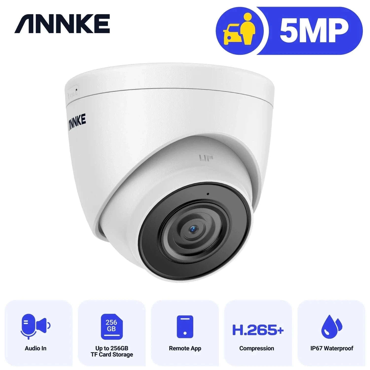 ANNKE 5MP PoE Security Camera with Audio, Human Detection-5MP Camera 2.8 Lens / United States