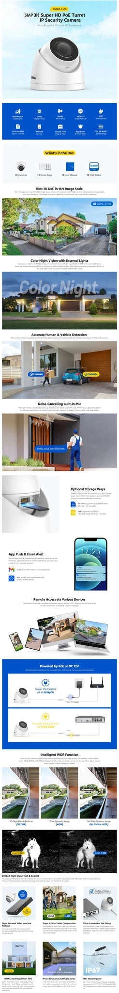 ANNKE 5MP PoE Security Camera with Audio, Human Detection-5MP Camera 2.8 Lens / United States