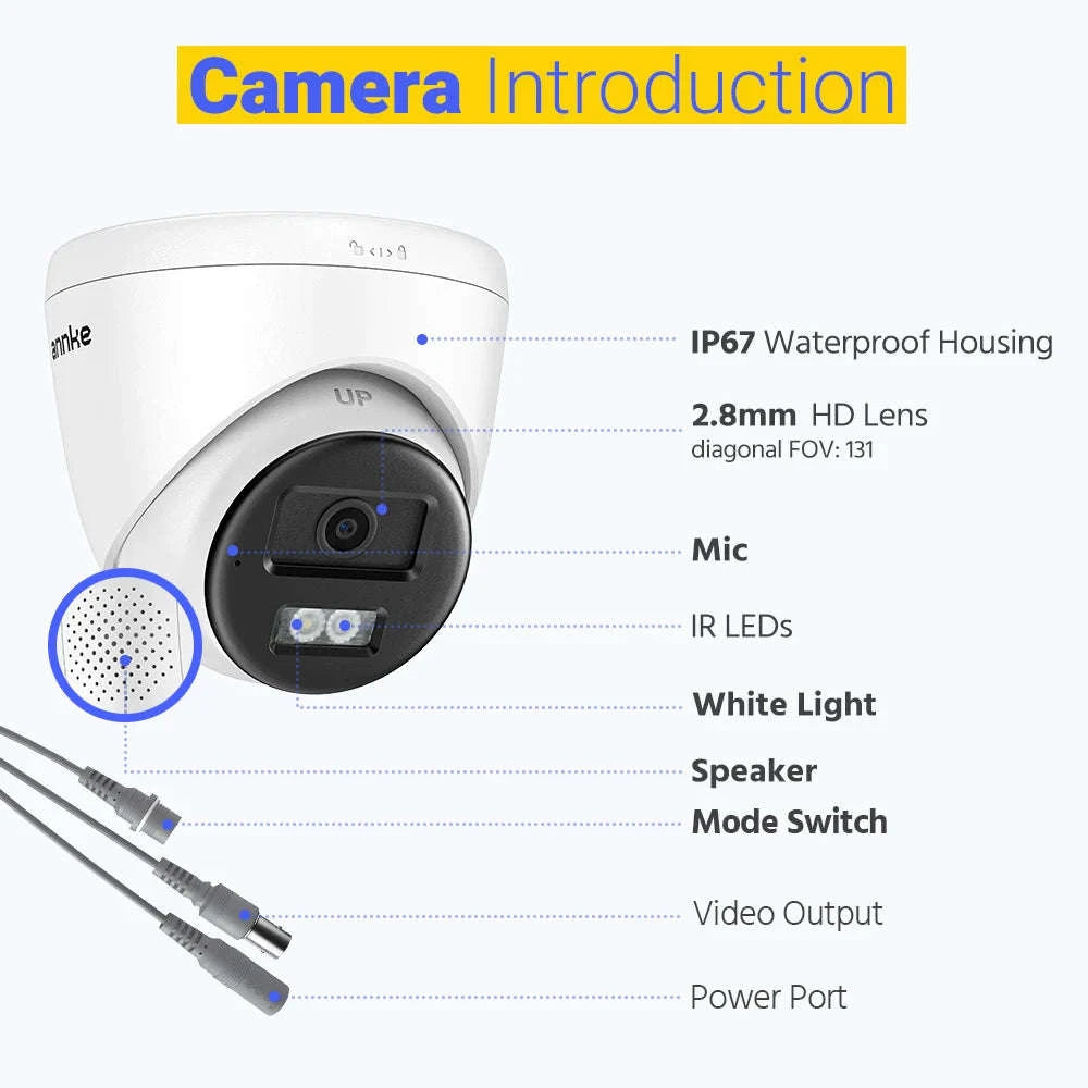 ANNKE 8CH 3K Wired CCTV Security Camera System with Night Vision-With 8pcs cam / 2T / United States