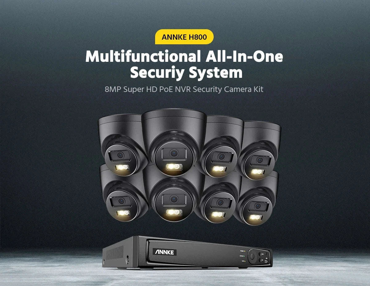 ANNKE 8CH Ultra HD PoE Security Camera Kit with 3K Video-4pcs camera / spain / 2T