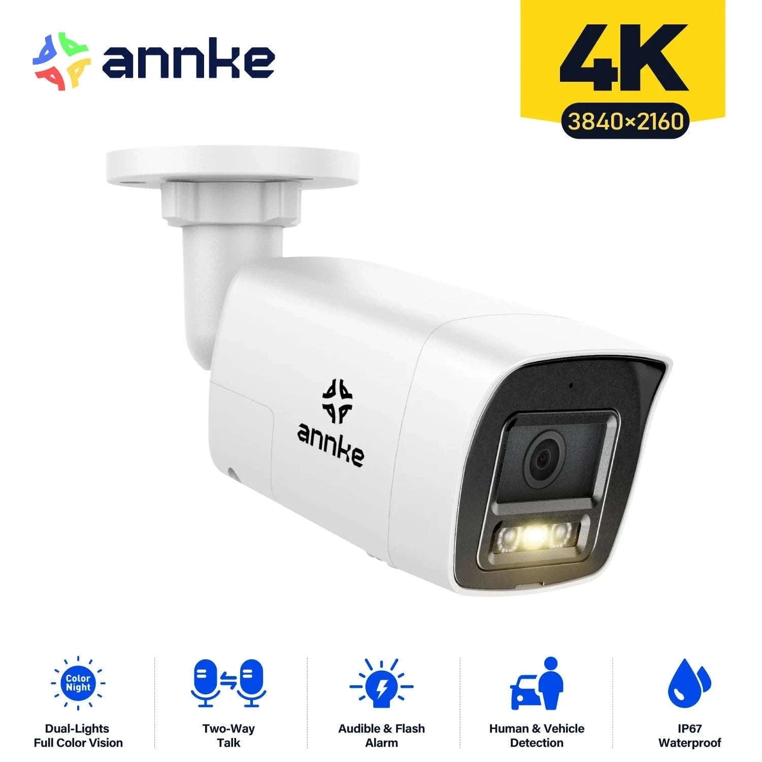 ANNKE 8MP 4K PoE Bullet Security Camera with Human Detection-I91DL / United States