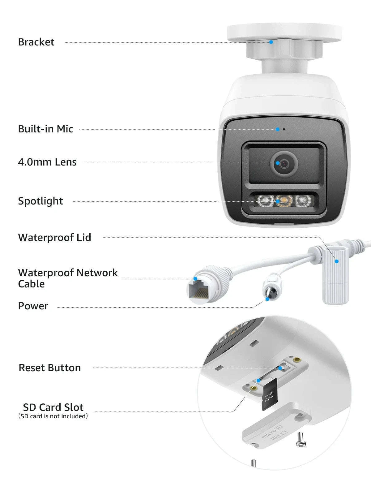 ANNKE 8MP 4K PoE Bullet Security Camera with Human Detection-I91DL / United States