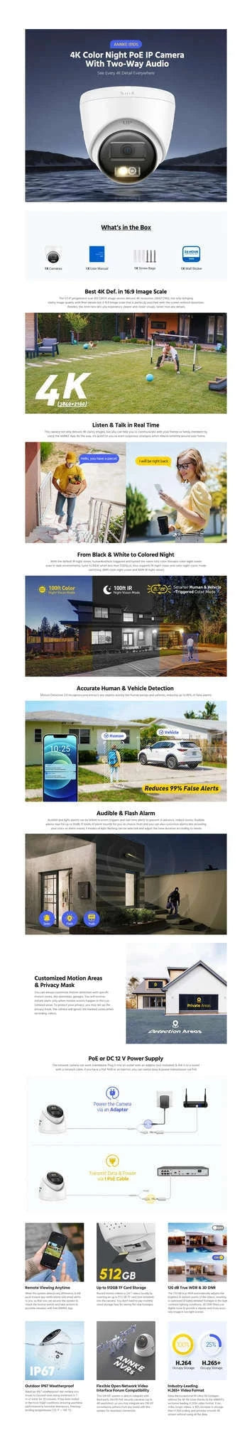 ANNKE 8MP Outdoor PoE Security Camera with Two-Way Audio-I91DS / United Kingdom