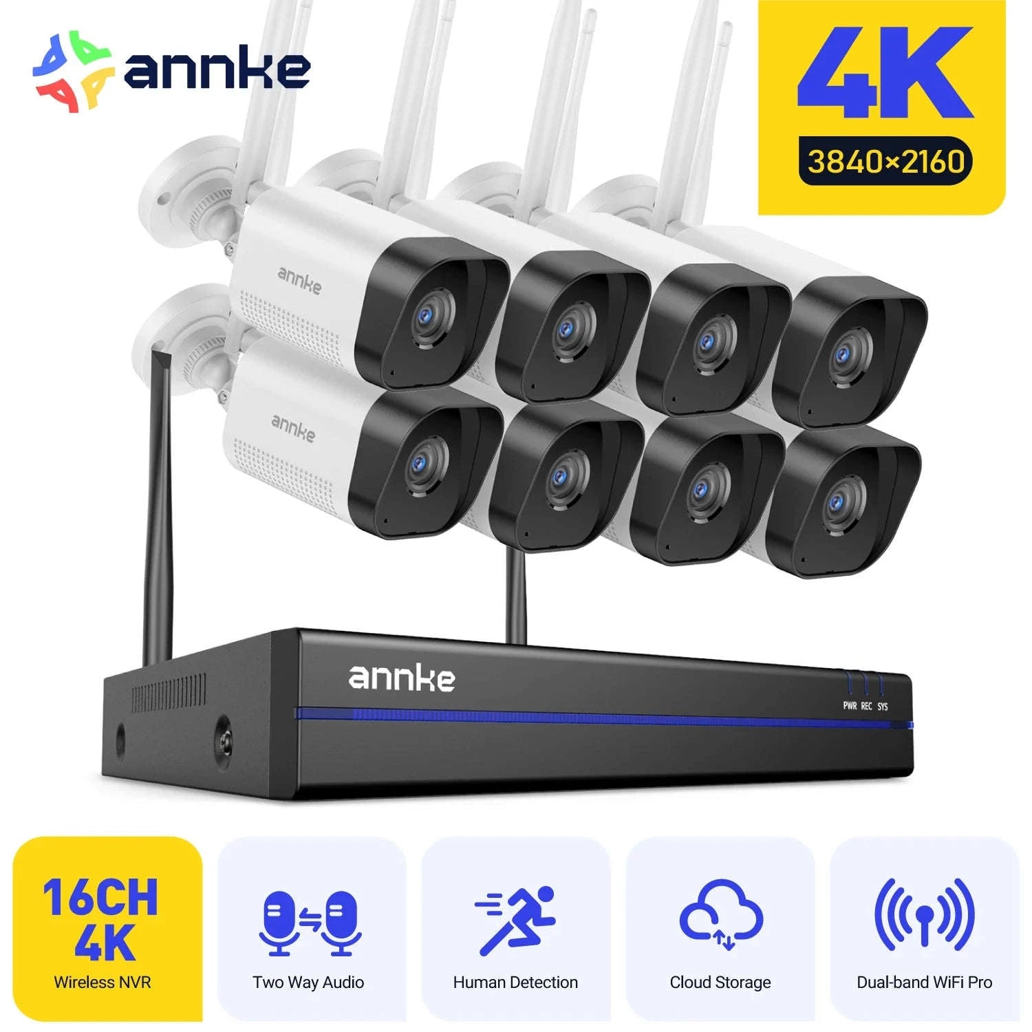 ANNKE 8MP WiFi Security Camera System Kit with 16CH NVR-4PCS CAMERA / Australia / None