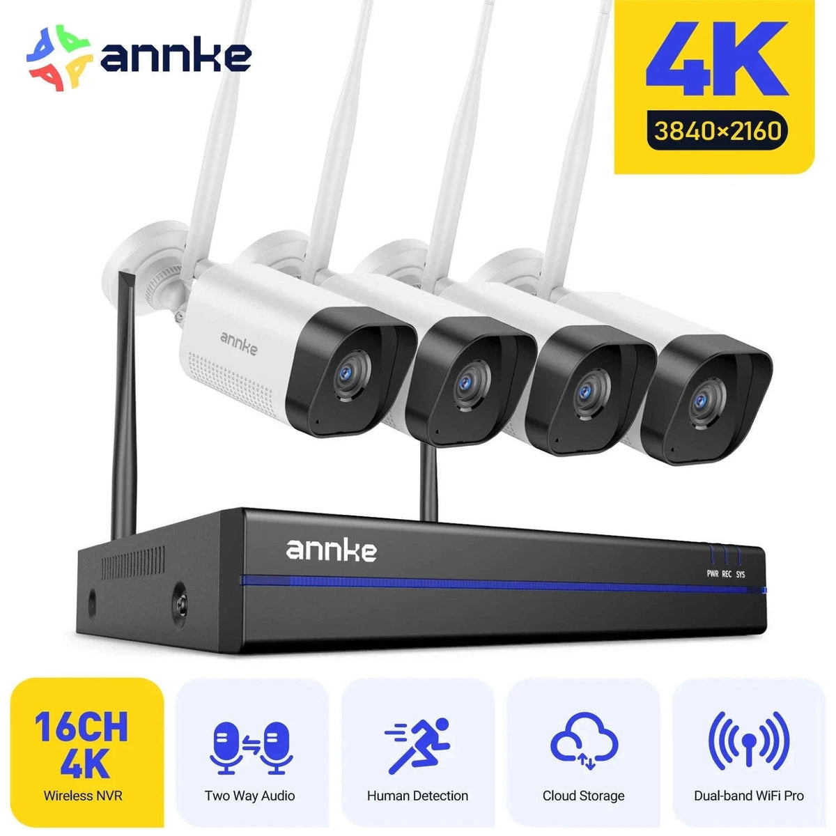 ANNKE 8MP WiFi Security Camera System Kit with 16CH NVR-4PCS CAMERA / Australia / None