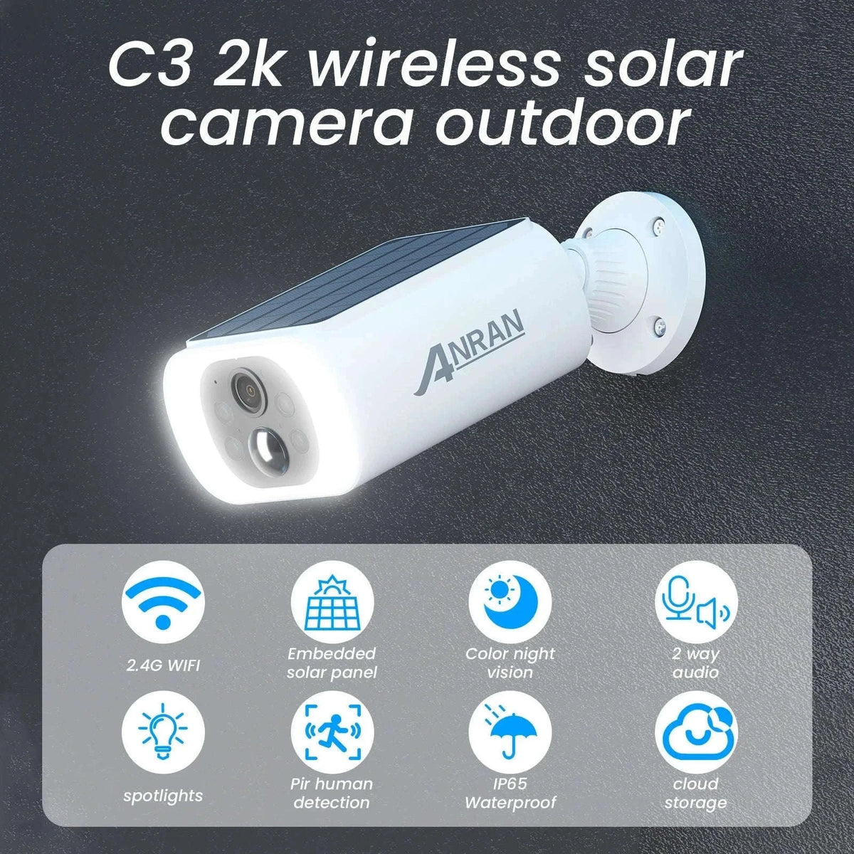 ANRAN 2K Solar Wireless Outdoor Security Camera 4-Pack-4pcs Cam ANRAN APP / spain