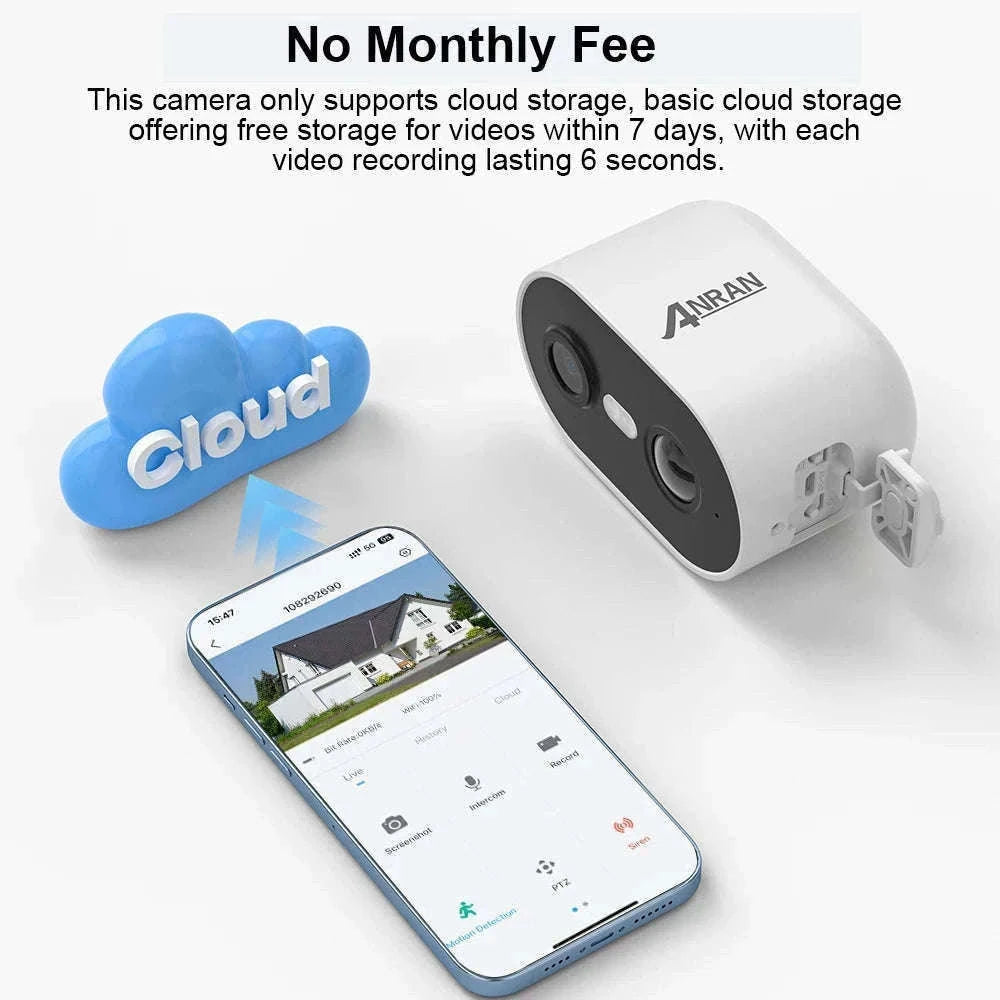 ANRAN 3MP Battery WiFi Security Camera with Cloud Storage-2PCS Battery Cam / spain