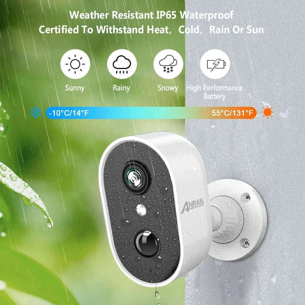 ANRAN 3MP Battery WiFi Security Camera with Cloud Storage-2PCS Battery Cam / spain