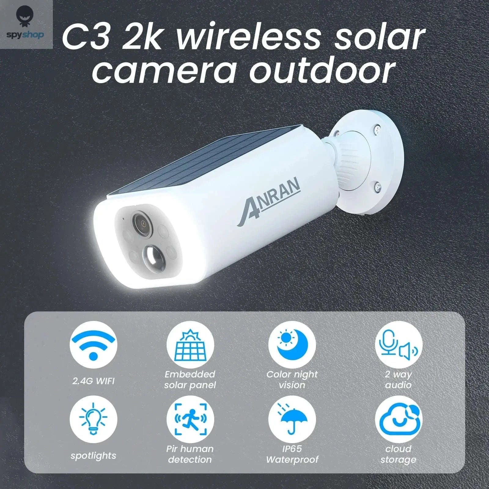 ANRAN Solar WiFi Security Camera – 3MP Outdoor Protection with Smart Alerts-4pcs Cam ANRAN APP / GERMANY