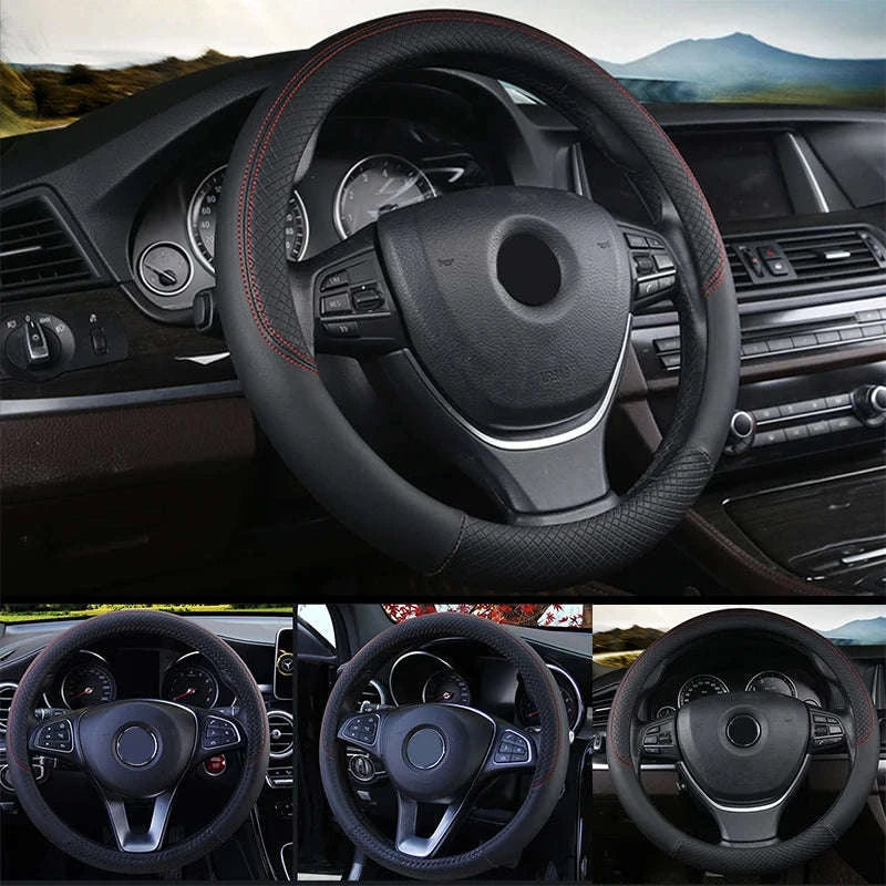 Anti-Slip Breathable Car Steering Wheel Cover-black