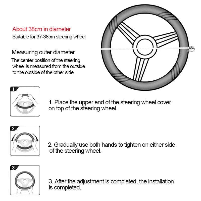 Anti-Slip Breathable Car Steering Wheel Cover-black