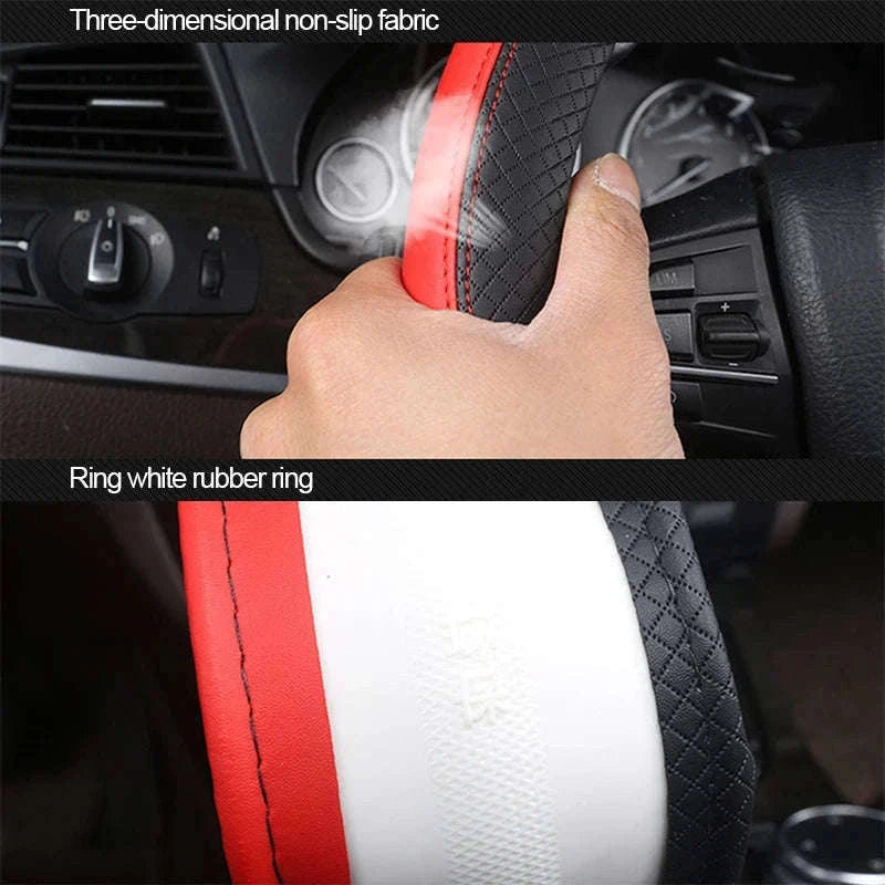 Anti-Slip Breathable Car Steering Wheel Cover-black