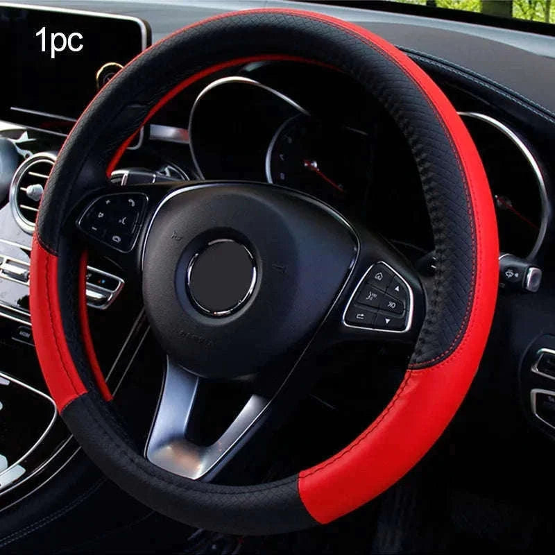Anti-Slip Breathable Car Steering Wheel Cover-black