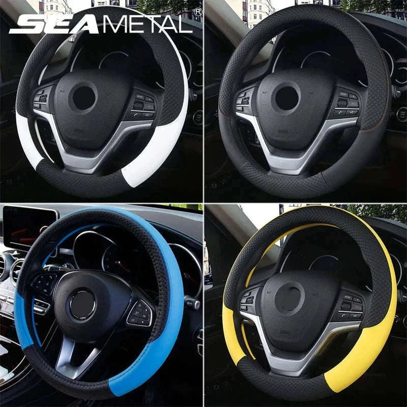 Anti-Slip Breathable Car Steering Wheel Cover-black
