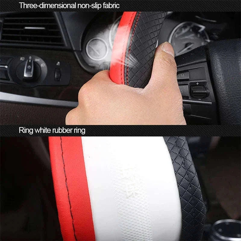 Anti-Slip Breathable Car Steering Wheel Cover-black