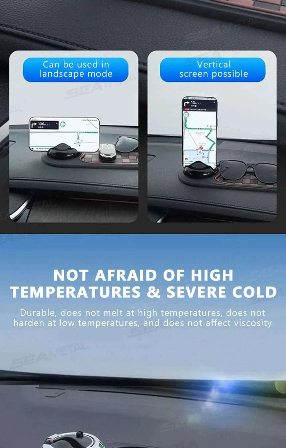 Anti-Slip Car Dashboard Phone Holder-Black brown