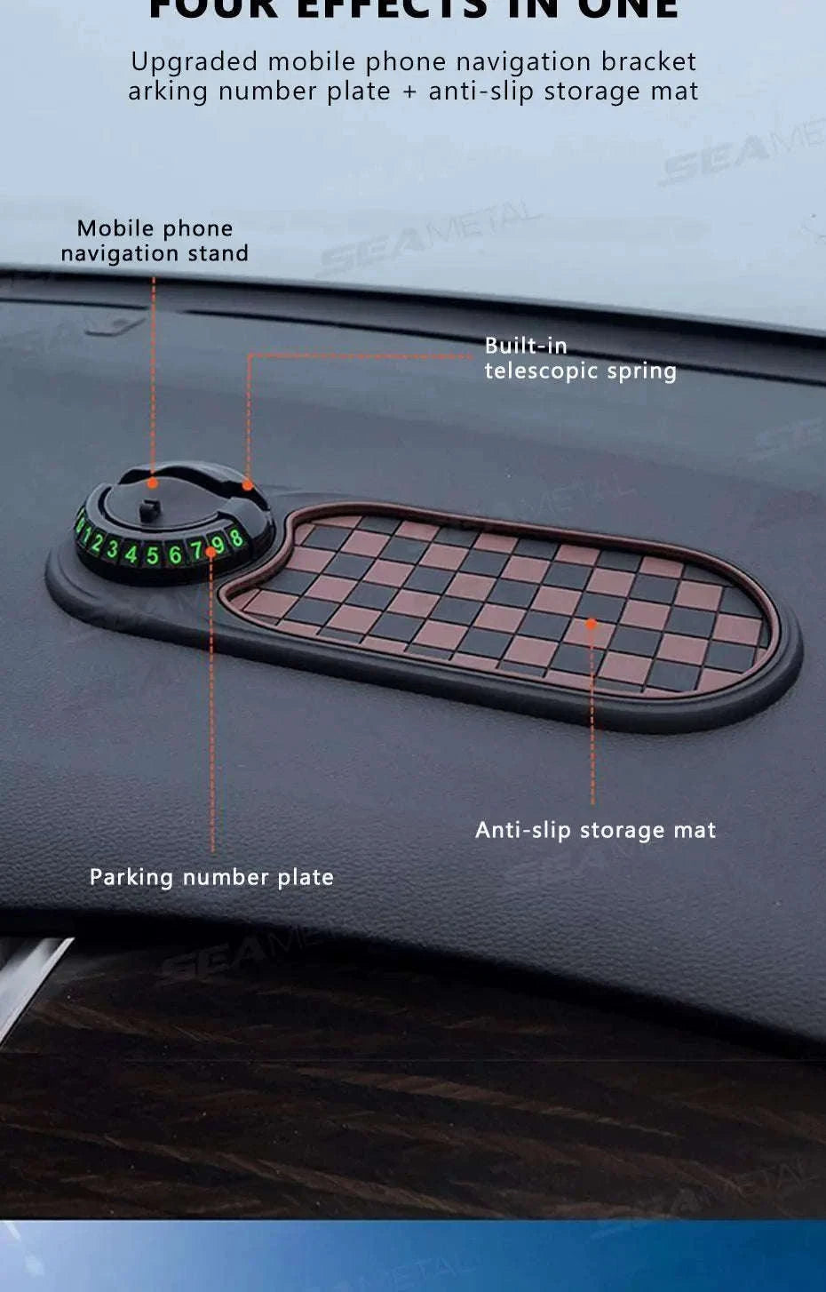 Anti-Slip Car Dashboard Phone Holder-Black brown