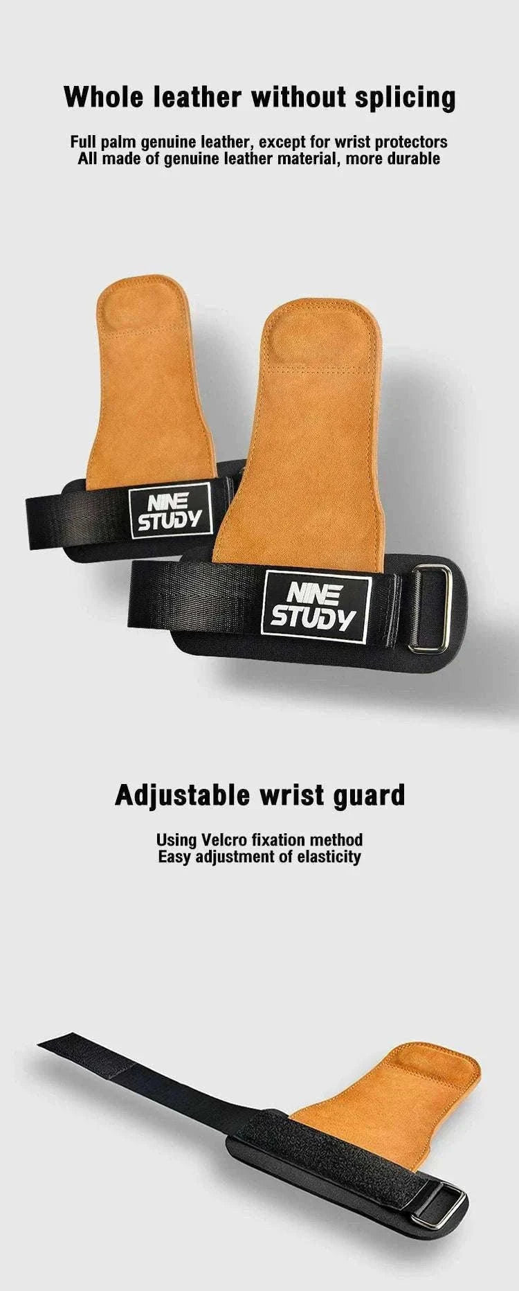 Anti-Slip Gym Gloves with Wrist Straps for Weightlifting Support-Brown